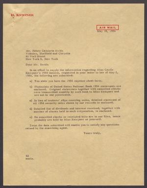 [Letter from D. W. Kempner to Mr. Henry Cassarte Smith, May 18, 1956]