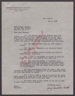 [Letter from Henry Cassarte Smith to Miss Cecile Kempner, May 2, 1956]