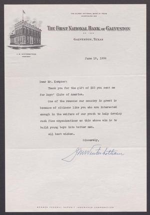 [Letter from John M. Winterbotham to Mr. Kempner, June 19, 1956]