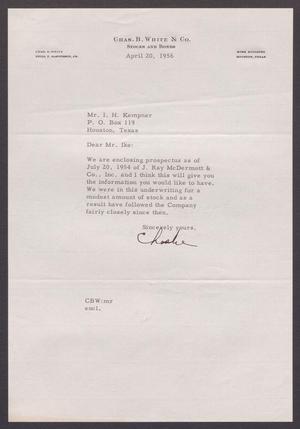 [Letter from Chase B. White to Isaac H. Kempner, April 20, 1956]