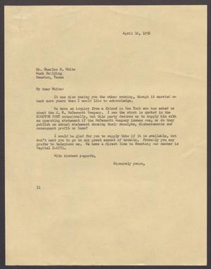 [Letter from Isaac H. Kempner to Charles B. White, April 16, 1956]