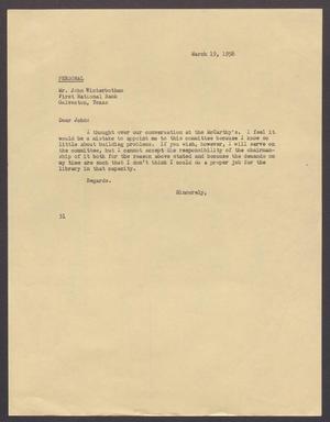 [Letter from Harris Leon Kempner to John Winterbotham, March 19, 1956]