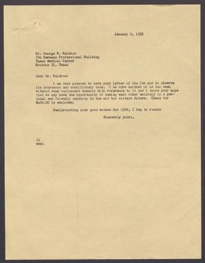 [Letter from Isaac H. Kempner to George W. Waldron, January 9, 1956]