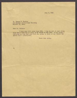 [Letter from Isaac H. Kempner to George W. Waldron, July 9, 1955]