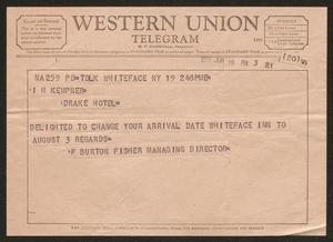 [Telegram from F. Burton Fisher to I. H. Kempner - June 19, 1956]