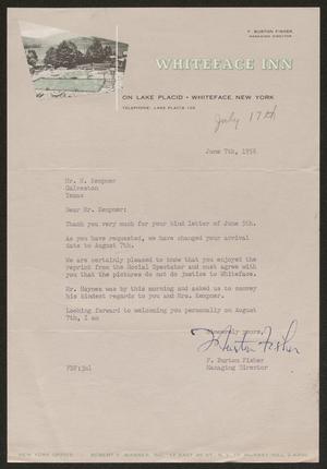[Letter from F. Burton Fisher to Isaac H. Kempner, June 7, 1956]