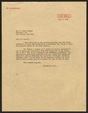 [Letter from Isaac H. Kempner to F. Burton Fisher, June 5, 1956]