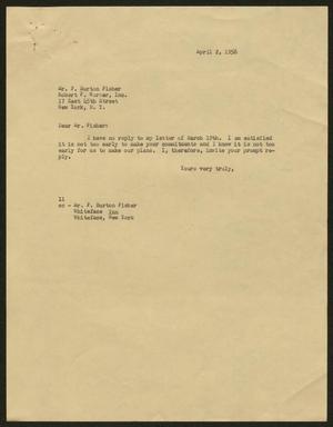 [Letter from Isaac H. Kempner to F. Burton Fisher, April 2, 1956]
