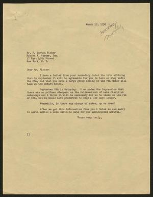 [Letter from Isaac H. Kempner to F. Burton Fisher, March 19, 1956]