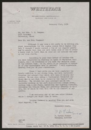 [Letter from F. Burton Fisher to Mr. and Mrs. Kempner, February 21, 1956]