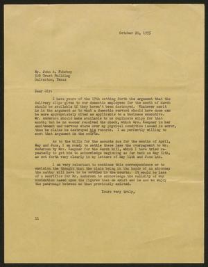 [Letter from I. H. Kempner to Mr. John A. Fuhrhop, October 20, 1955]