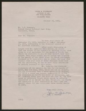 [Letter from John A. Fuhrhop to Mr. I. H. Kempner, October 17, 1955]