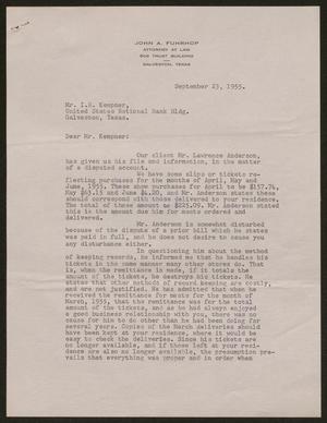 [Letter from John A. Fuhrhop to I. H. Kempner, September 23, 1955]