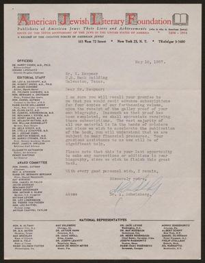 [Letter from Dr. A. Scheinberg to I. H. Kempner, May 10, 1957