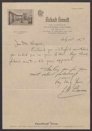 [Letter from Louis Bowman to Mary Jean Thorne, July 22, 1957]
