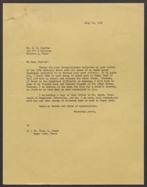 [Letter from Isaac H. Kempner to J. G. Blaffer, July 18, 1957]