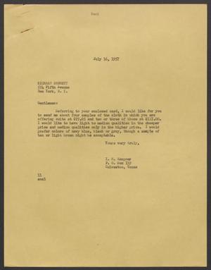 [Letter from Isaac H. Kempner to Richard Bennett , July 16, 1957]