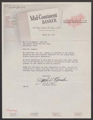 [Letter from Jack H. Bender to Isaac H. Kempner, March 26, 1957]