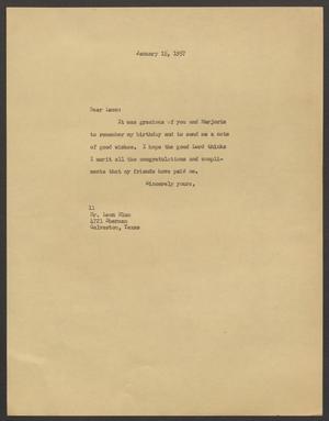 [Letter from Isaac H. Kempner to Leon Blum, January 15, 1957]