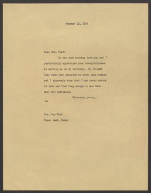 [Letter from Isaac H. Kempner to Fay Ford, January 15, 1957]