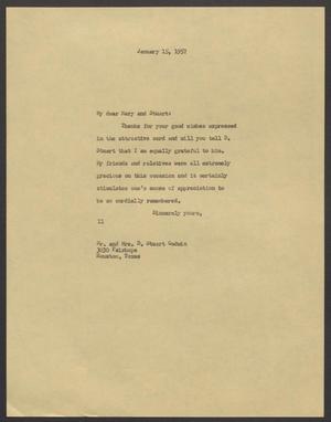[Letter from Isaac H. Kempner to Mary and Stuart Godwin, January 15, 1957]
