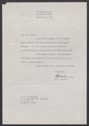[Letter from W. H. Louviere to Isaac H. Kempner, January 12, 1957]