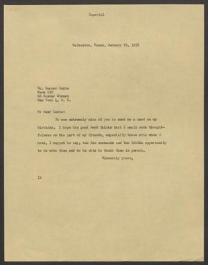[Letter from Isaac H. Kempner to Herman Lurie, January 16, 1957]