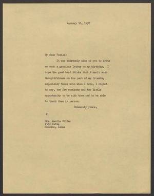 [Letter from Isaac H. Kempner to Cecile Miller, January 16, 1957]