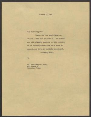[Letter from Isaac H. Kempner to Mary M. Moody, January 15, 1957]