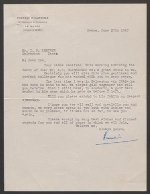 [Letter from Pierre Chardine to I. H. Kempner, June 27, 1957]
