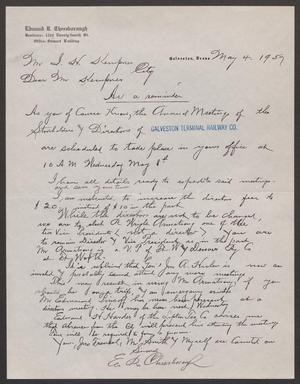 [Letter from Edmond R. Cheeseborough to I. H. Kempner, May 4, 1957]