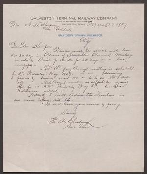 [Letter from Edmond R. Cheeseborough to I. H. Kempner, March 22, 1957]