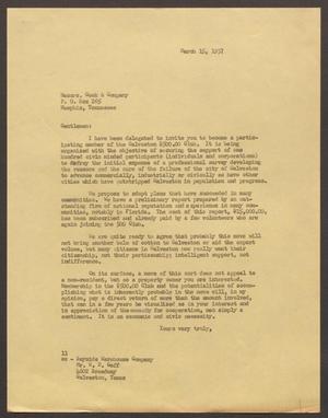 [Letter from I. H. Kempner to Cook and Company, March 15, 1957]