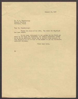 [Letter from Isaac H. Kempner to E. R. Cheesborough, January 31, 1957]
