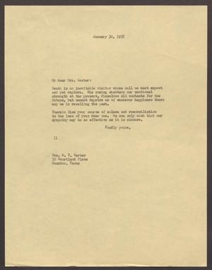 [Letter from Isaac H. Kempner to Mrs. Carter, January 30, 1957]