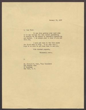 [Letter from Isaac H. Kempner to Richard S. Carr, January 18, 1957]