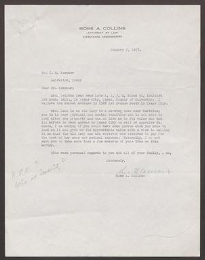 [Letter from Ross A. Collins to Isaac H. Kempner, January 3, 1957]