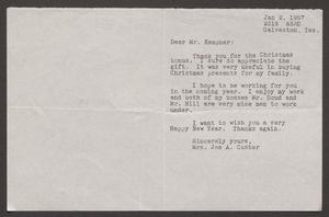 [Letter from Mrs. Joe A. Wessendorf to I. H. Kempner, January 2, 1957]