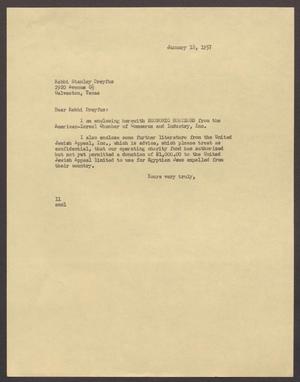 [Letter from Isaac H. Kempner to Stanley Dreyfus, January 18, 1957]
