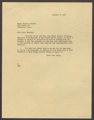 [Letter from Isaac H. Kempner to Stanley Dreyfus, January 7, 1957]