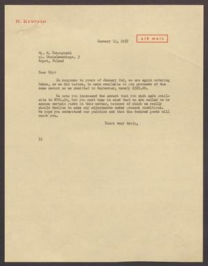[Letter from Isaac H. Kempner to M. Dobrzynski, January 11, 1957]