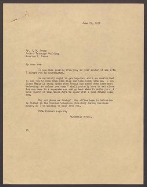 [Letter from Isaac H. Kempner to J. W. Evans, June 29, 1957]