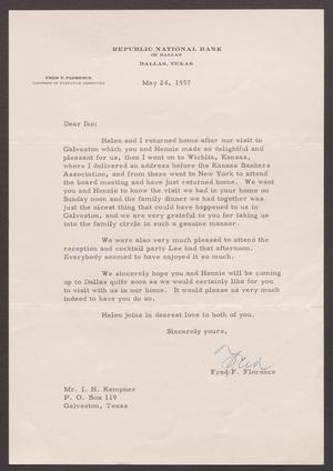 [Letter from Fred F. Florence to I. H. Kempner, May 24, 1957