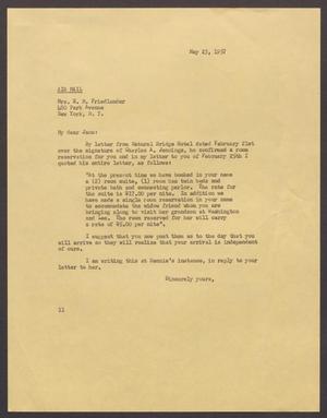 [Letter from Isaac H. Kempner to Jane Friedlander, May 23, 1957]