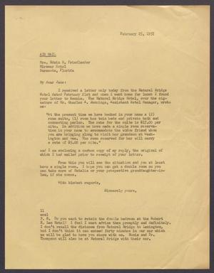 Primary view of object titled '[Letter from Isaac H. Kempner to Jane Friedlander, February 25, 1957]'.