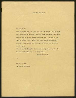 [Letter from Isaac H. Kempner to William L. Gatz, December 23, 1957]