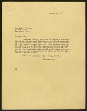 [Letter from Isaac H. Kempner to Fred P. Greenman, December 9, 1957]