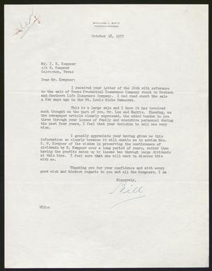 [Letter from William L. Gatz to Isaac H. Kempner, October 18, 1957]