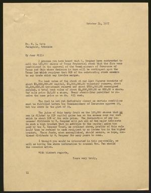[Letter from I. H. Kempner to Mr. William L. Gatz, October 14, 1957]