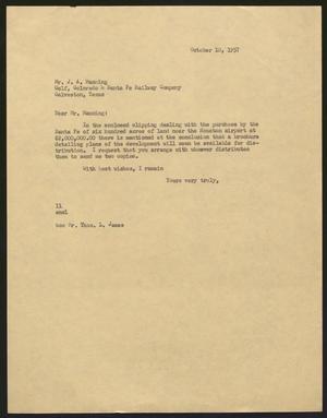 [Letter from Isaac H. Kempner to J. A. Manning, October 10, 1957]